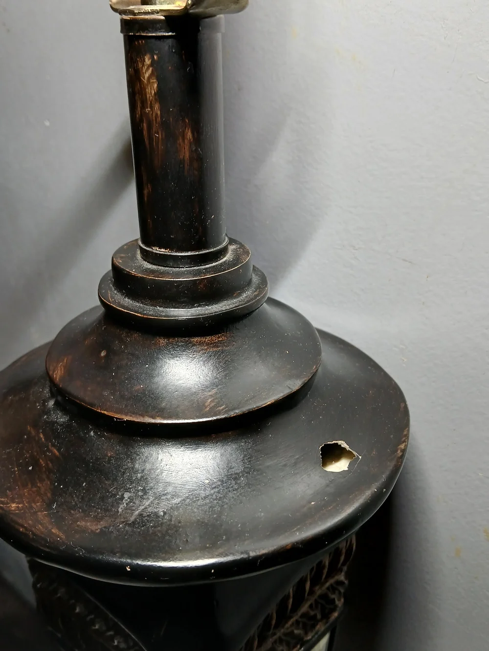 Vintage Chapman Wood And Metal Torchiere Column Table Lamp. Mirror Panels.